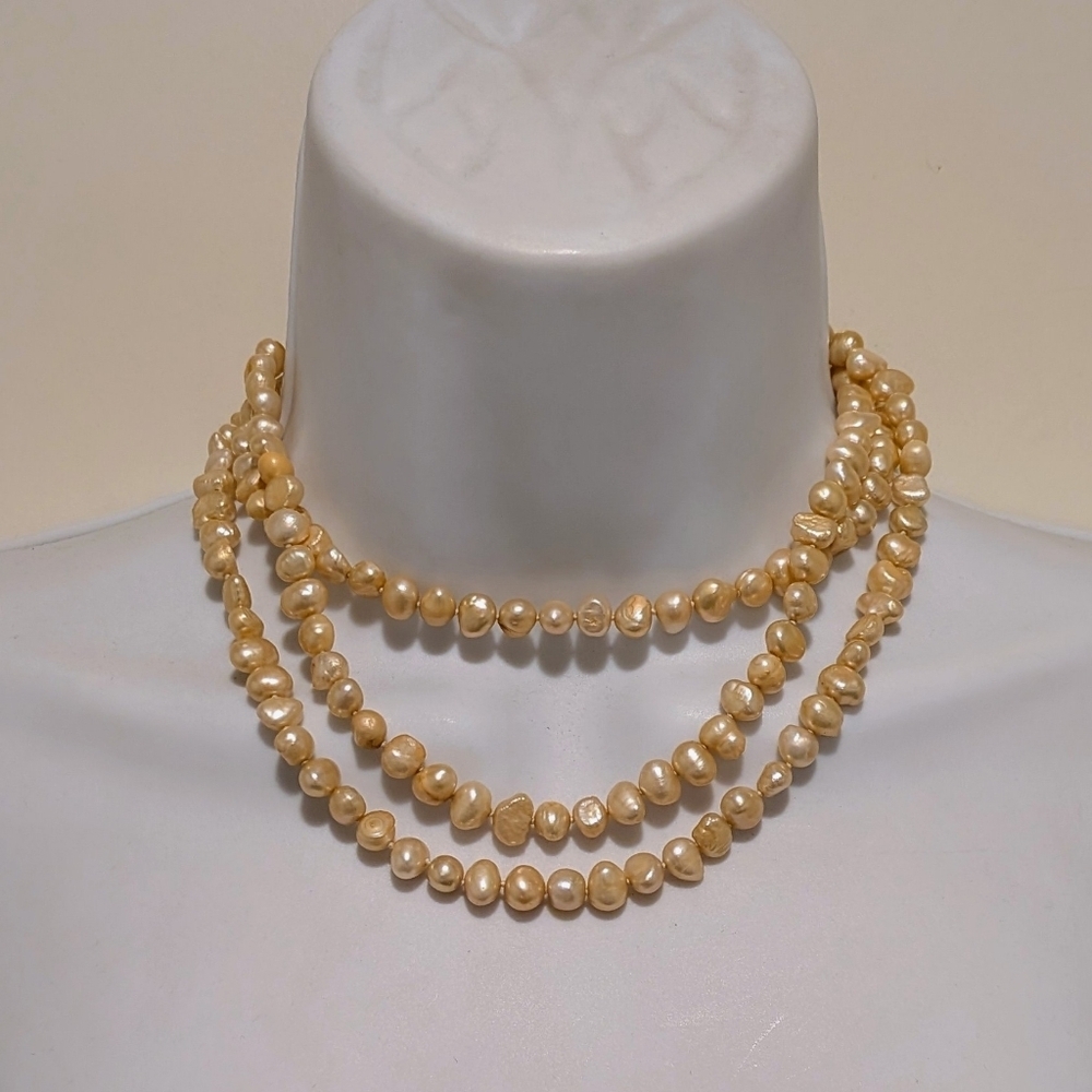 Stunning 46" Champagne Cultured Freshwater Pearl Strand